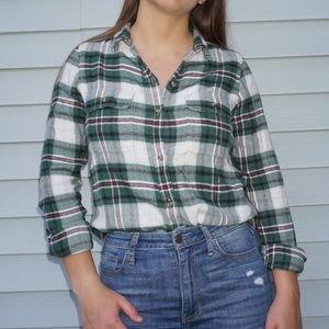 Green and white plaid soft flannel